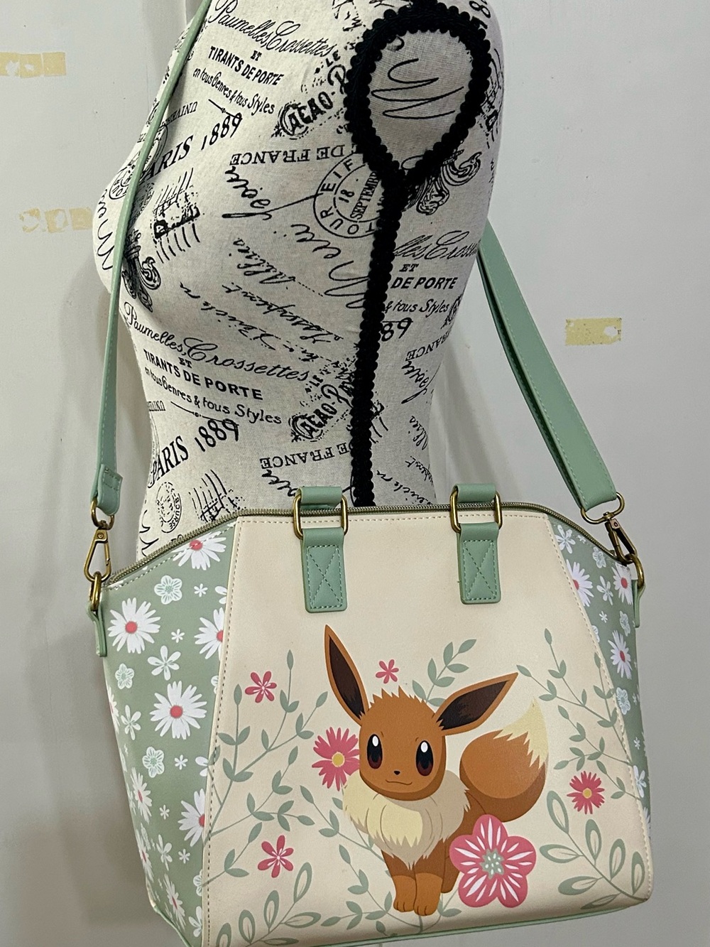 Pokemon Eevee Floral Satchel in Mint and Cream - Picture 2 of 15